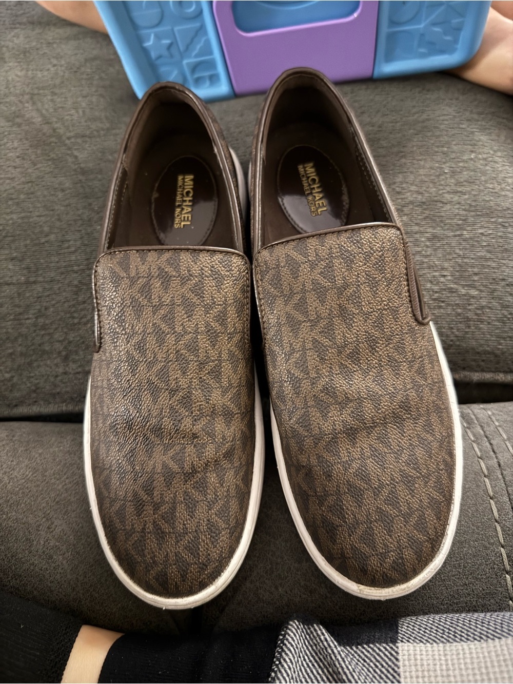 Michael Kors Brown Logo Slip-On Loafers